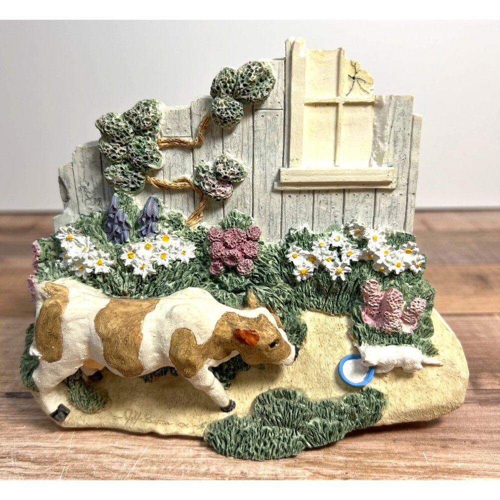 Cow Figurine "A Moment To Share" Summer Breeze By GiftStar Hand-Painted Resin